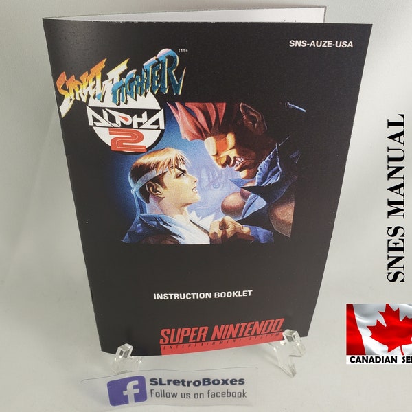 STREET FIGHTER ALPHA 2 Manual Snes, Replacement Game Instruction Manual Booklet Capcom