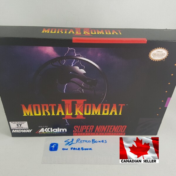 MORTAL KOMBAT II - SneS, Super Nintendo Replacement Custom Box Available With Insert Tray and PvC Protector MortalKombat 2 mk2