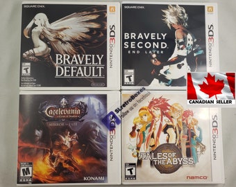 BRAVELY Default, Bravely Second End Layer, Castlevania Mirror Fate, Tales of Abyss, Nintendo 3DS Reprinted Covers w/Case [GAME NOT Included]