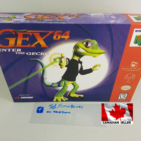 GEX 64 ENTER The GECKO - N64 Nintendo 64 Replacement Custom Box Available With Insert Tray and PvC Protector