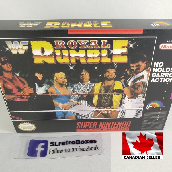 WWF ROYAL RUMBLE Wrestling - SnES, boîte personnalisée de remplacement Super Nintendo disponible avec plateau d'insertion et protecteur en PVC