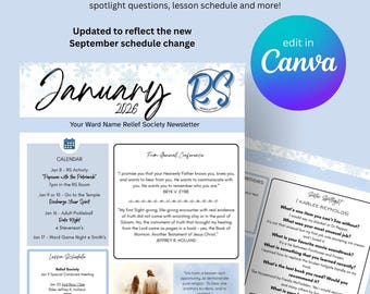 Relief Society Newsletter with Monthly Ministering Invitations