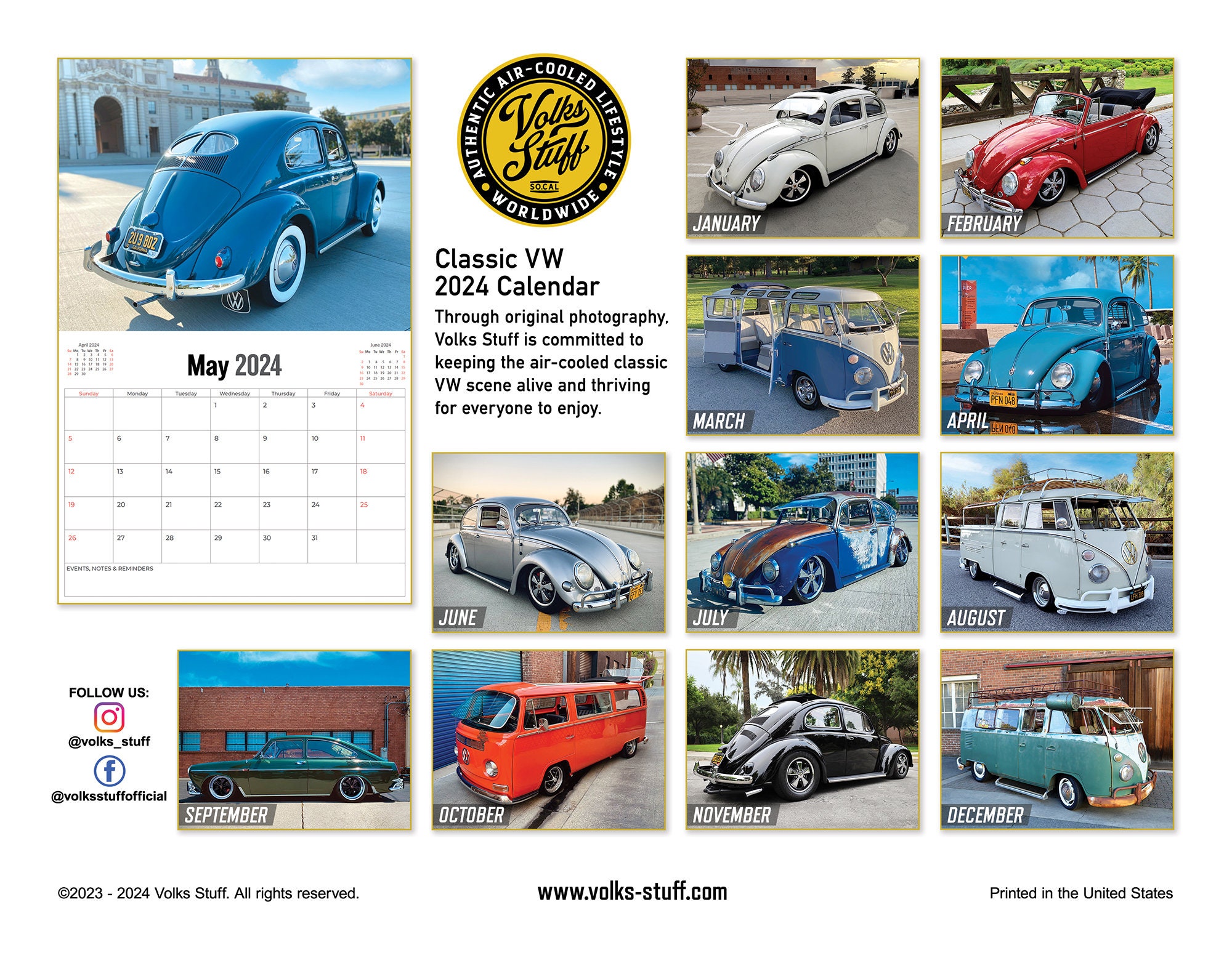 Classic VW 2024 Calendar Etsy