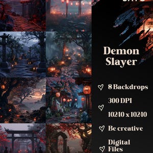 Demon Slayer Digital Backdrops, Japanese Scenery Art (Digital Download)