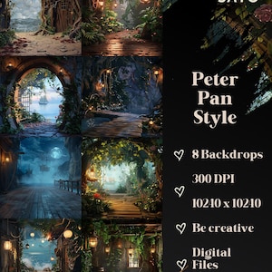Fondos digitales de Peter Pan, arte fantástico (descarga digital)