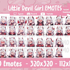 30 Little Devil Girl Emotes, Discord, Twitch Pobierz Cyfrowe, Gotowe do użycia, Słodkie, Pliki PNG