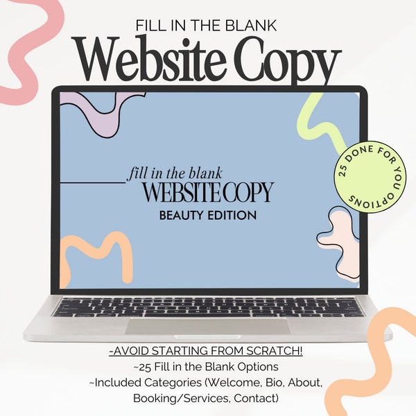 Pre written Website Copy, Fill In The Blank, Showit Website template, Showit Web Designer Templates, Beauty Website Copy, Salon Website Copy