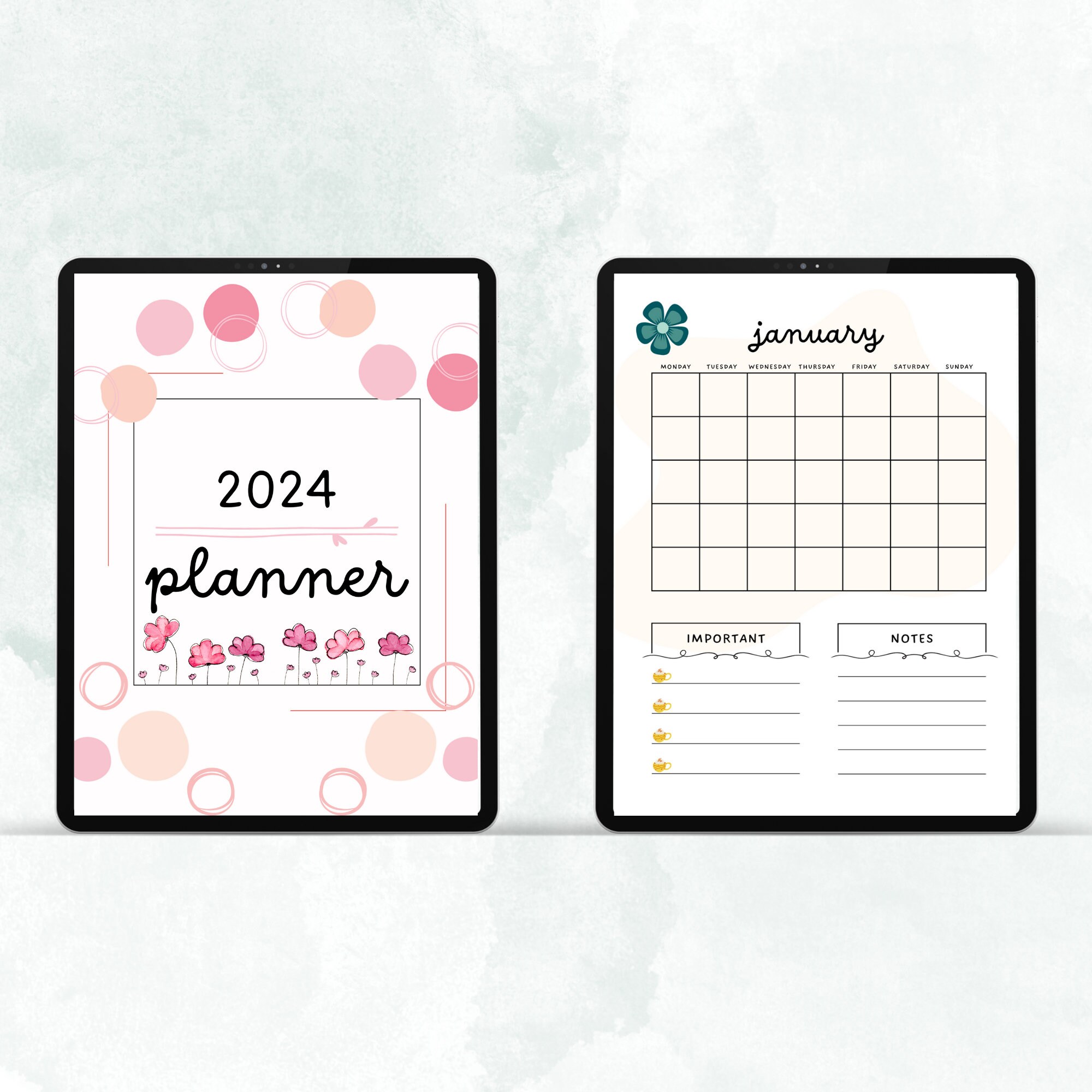 Printable Digital 2024 Planner 2024 Digital Planner 2024 Daily, Weekly