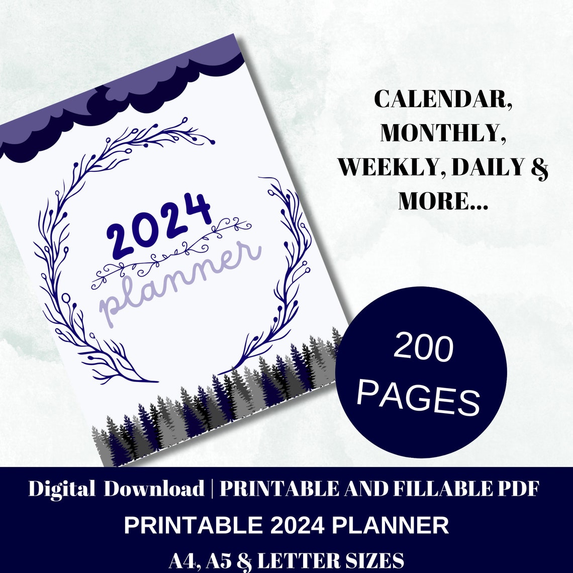 Printable Digital 2024 Planner 2024 Digital Planner 2024 Daily, Weekly
