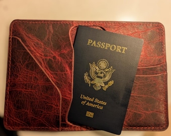 Funda para pasaporte de piel de bisonte rojo