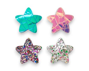 4 stuks 1,5" sterrenhemel haarspeldjes voor meisjes – holografische en glitterspeldjes - Summer Crystal®