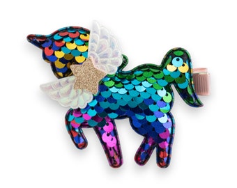 Barrette fille licorne ailée pailletée pailletée scintillante - Summer Crystal®