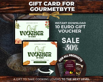 Gift Card Gourmetbyte, Foodie Gift Cards, Digital Gift Card, Printable Present Card, Gift Voucher, Gift Idea, Cooking Gift, Gift for Foodies