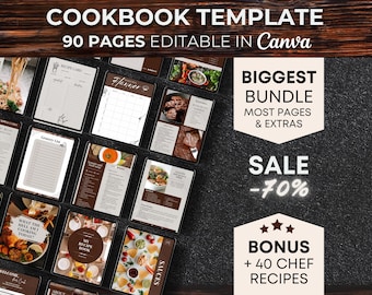 Cookbook Recipe Template Editable, Customizable Cookbook Template, Editable Recipe Book Template, Customizable Recipe CookBook