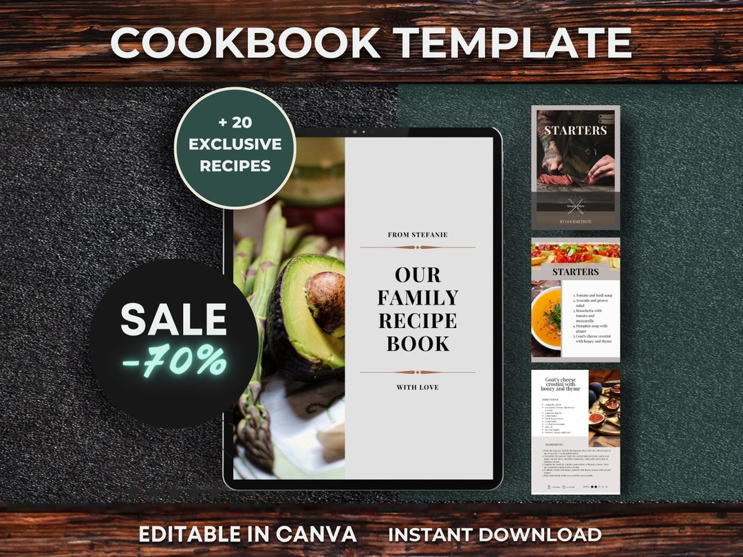 Cookbook Recipe Template Editable, Canva Recipes, Customizable Recipe ...