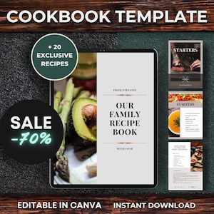 Cookbook Recipe Template Editable, Canva Recipes, Customizable Recipe Book Template, Editable Kitchen Cookbook Template, DIY Recipe Cookbook