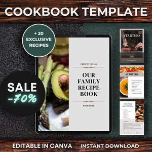 Cookbook Recipe Template Editable, Canva Recipes, Customizable Recipe Book Template, Editable Kitchen Cookbook Template, DIY Recipe Cookbook