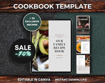 Cookbook Recipe Template Editable, Canva Recipes, Customizable Recipe Book Template, Editable Kitchen Cookbook Template, DIY Recipe Cookbook