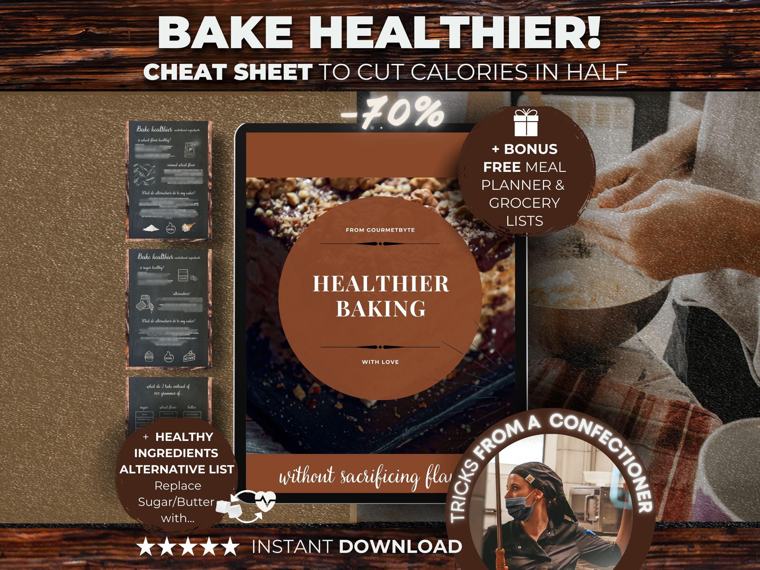 Healthy Baking Guide, Diet Desserts, Healthy Baking 101, Baking Tips Ebook, Healthy Desserts, Easy Baking Healthy, Low Calorie Baking