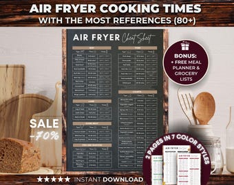 Printable Air Fryer Cheat Sheet, Air Fryer Cook Times Chart, Air Fryer Cooking Times, Air Fryer Temperature, Air Fryer Cook Times Chart
