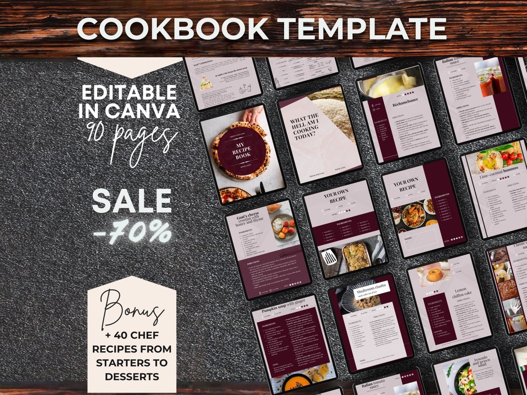Custom Recipe Book, Customizable Cookbook Template, Canva Cookbook