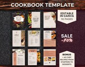 Canva Cookbook Template, Cookbook Recipe Template Editable, Canva Recipe Book, Customizable Recipe Book Template, Recipe Collection