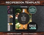 Digital Cookbook, Editable Recipe Book Template, Cookbook Template Canva, Recipe Collection, Blank Recipe Template, Cookbook Recipe Template
