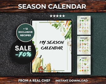 Calendrier mensuel des fruits et légumes de saison, calendrier de la saison européenne, tableau des fruits et légumes de saison, calendrier annuel des produits en saison, calendrier alimentaire