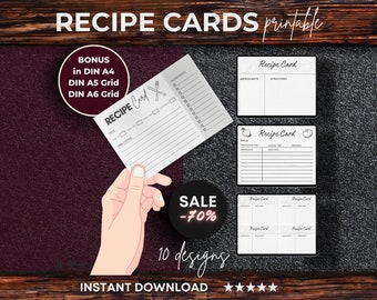 Minimal Recipe Card Printable, Recipe Card For Handwritten Recipes, Recipe Binder Pages, Printable Recipe Pages PDF, Recipe Card Design