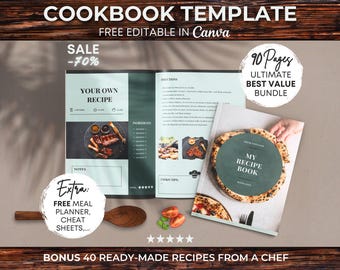 Create Your Own Cookbook, Editable Recipe Book Template, Cookbook Creator, Recipe Book Template, Recipe Ebook, Personalized Cookbook