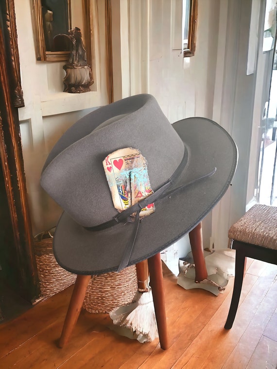Handcrafted Dark Gray Stetson Fedora - Distressed Player Style, Perfect for Fashion Enthusiasts
