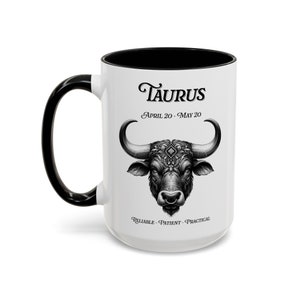 Taurus Zodiac Coffee Mug - Elegant Bull Illustration, Astrological Sign Cup, April-May Birthday Gift