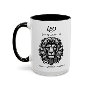 Mug Lion Zodiac - Conception majestueuse de lion, cadeau signe astrologique de naissance, tasse d'anniversaire juillet-août