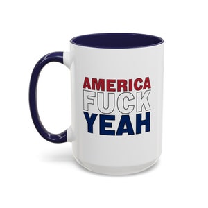 America FakeYea Vaterländischer Kaffeebecher - mutige rote, weiße und blaue Keramiktasse, Spaß und Energie