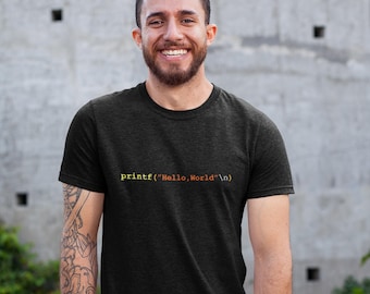 Hello World Programmierer T-Shirt, Programmierer T-Shirt, Programmierer Geschenk, Programmierer Geschenk für Programmierer, Unisex Geeky C Programmierer Shirt