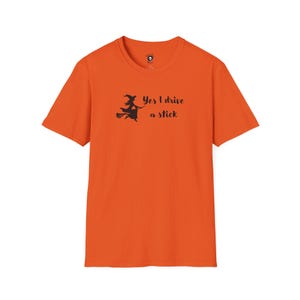 Yes I Drive a Stick T-Shirt - Funny Witch Shirt, Halloween Graphic Tee, Wiccan Broomstick Humor, Casual White Top, Witchy Gift Idea