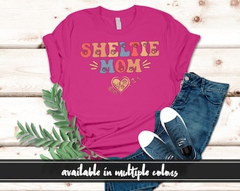 Chemise maman chien sheltie, t-shirt ras du cou maman sheltie, t-shirt maman chien, col rond maman chien, cadeau chien chien de berger Shetland