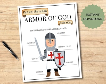 Armor of God | Bible Games for Kids | Kids Bible Study Game | Christian Games | Sunday School Game | Armor of God Printable | Armour Game