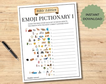 Bible Games for Kids | Emoji Guessing Game | Pictionary | Kids Bible Study Game | Christian Games | Seminary Printables | Youth Group Games