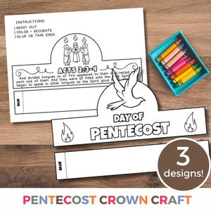 Pentecost Craft, Pentecost Crown, Pentecost Headband, Day of Pentecost, Printable Pentecost Craft Kids Toddlers, Holy Spirit Craft Activity
