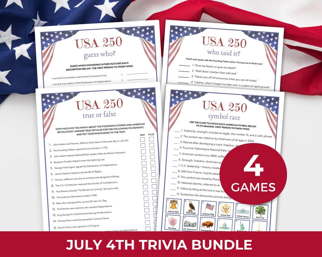 250th Anniversary 4th of July Trivia, America 250 Funny Patriotic ...