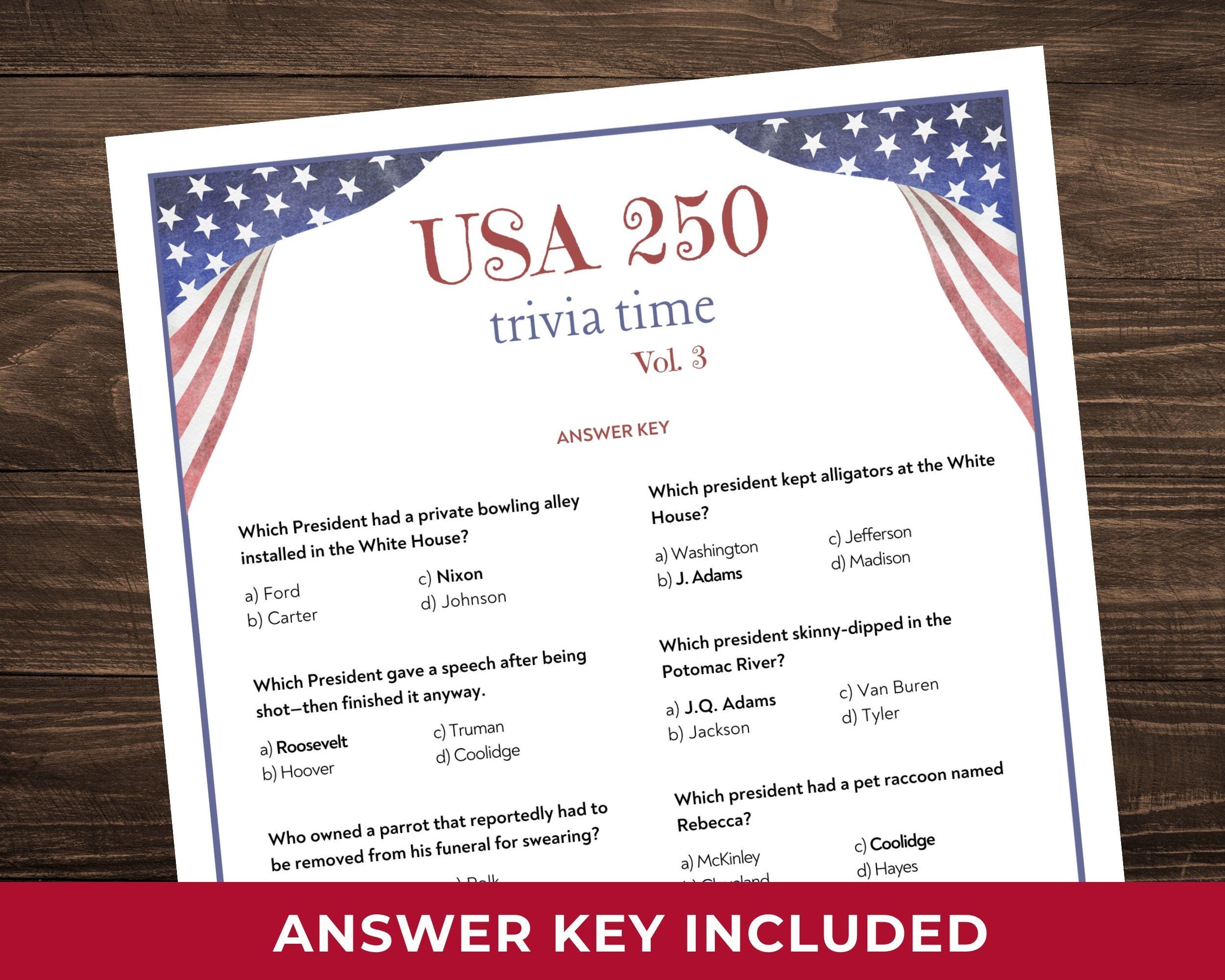 250th Anniversary 4th of July Trivia, America Funny Patriotic Trivia ...