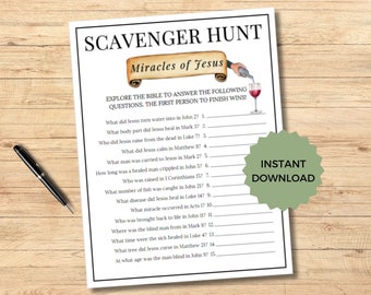 Scripture Scavenger Hunt | Seminary Printables | Bible Games for Kids | Religious Education | VBS | Miracles of Jesus Kids | Come Follow Me