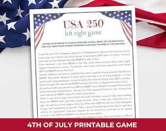 Family Reunion Left Right Game, 250th Anniversary Pass the Prize, Pass the Gift Game, 4th of July Games, Ice Breaker Games