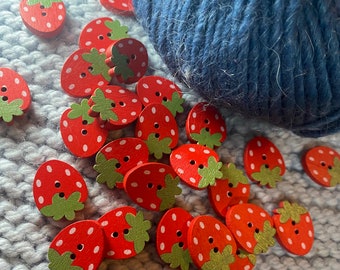 Wooden Strawberry buttons