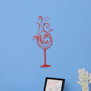 Wine Glass Metal Wall Art Modern Metal Decoration Wine Glass Kitchen Wall Decor Unique Birthday Gift Minimalist Metal Wall Artwork