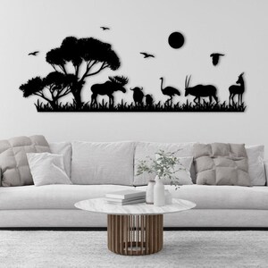 Extra Large Wall Art Safari Oversized Wall Mounted Clothing Racks Decor Large Metal Wall Home Decor Unique Coat Hooks Family Gift Artwork