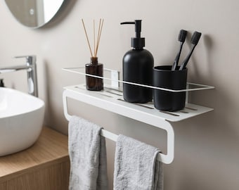 Stainless Steel Shower Shelf with Towel Rack, Modern Bathroom Organizer