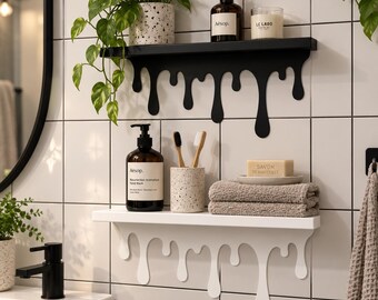 Drip Metal Shelf for Bathroom: Black and White Shower Shelves, Wall Essentials Organizer