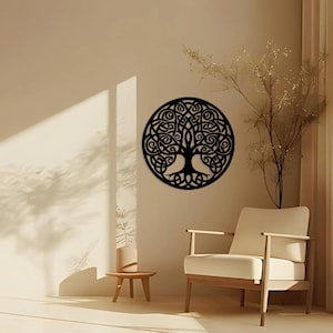 Extra Large Wall Art Tree of Life Oversized Metal Decor Family Tree Abstract Art Large Round Wall Decor Modern Housewarming Family Gift